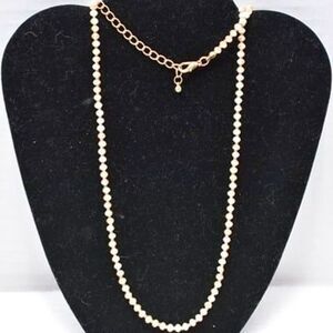 Vintage Opaque Pink/White Glass Beads Gold Tone Spacers Single Strand Necklace